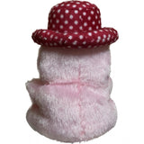 Pink cotton fiber cap teddy bear with heart, versatile decor item for car dashboards, offices, homes, perfect gift