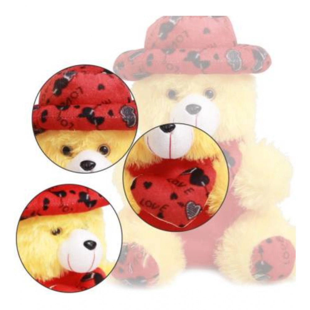 Yellow cotton fiber heart cap teddy bear for cars, offices, homes, or gifts. May vary slightly from image due to lighting and screens