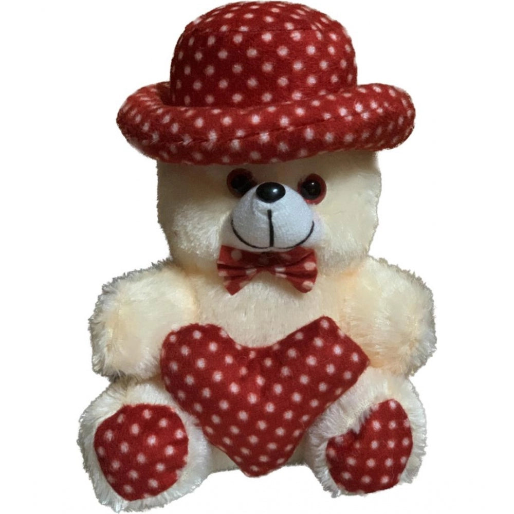 Cream cotton fiber cap teddy bear with heart, ideal decoration for car dashboard, office, or home, perfect gift for loved ones