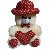 Cream cotton fiber cap teddy bear with heart, ideal decoration for car dashboard, office, or home, perfect gift for loved ones