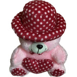 Pink cotton cap teddy bear with heart, perfect for gifting or decor, may differ slightly in color due to lighting conditions