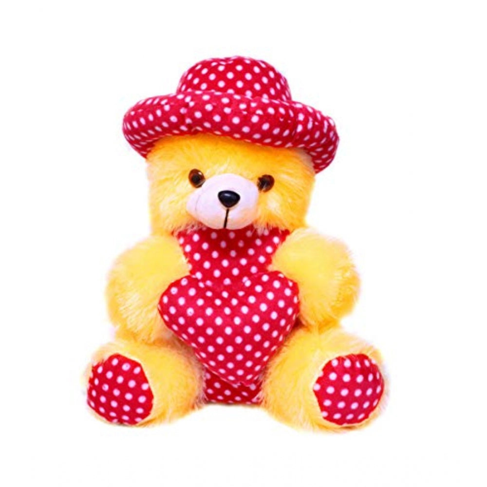 Yellow cotton fiber cap teddy bear softplush toy, perfect for car dashboard, office or home as a gift for loved ones