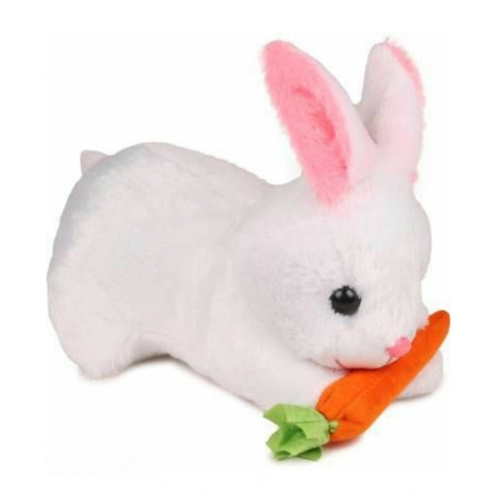 White cotton fiber rabbit with carrot lovable toy, perfect for cars, offices, homes, or gifts