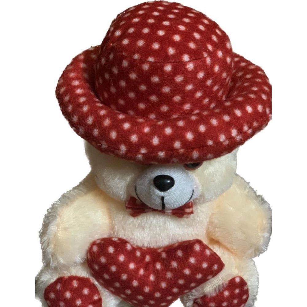 Cream cotton fiber cap teddy bear with heart for decorating cars, offices, or homes - perfect gift idea