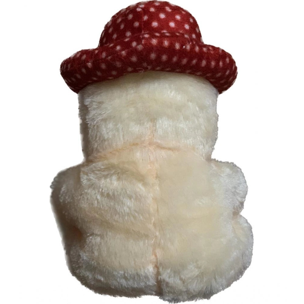 Cream cotton fiber cap teddy bear with heart, great decor for car dashboard, office, or home, ideal gift for loved ones