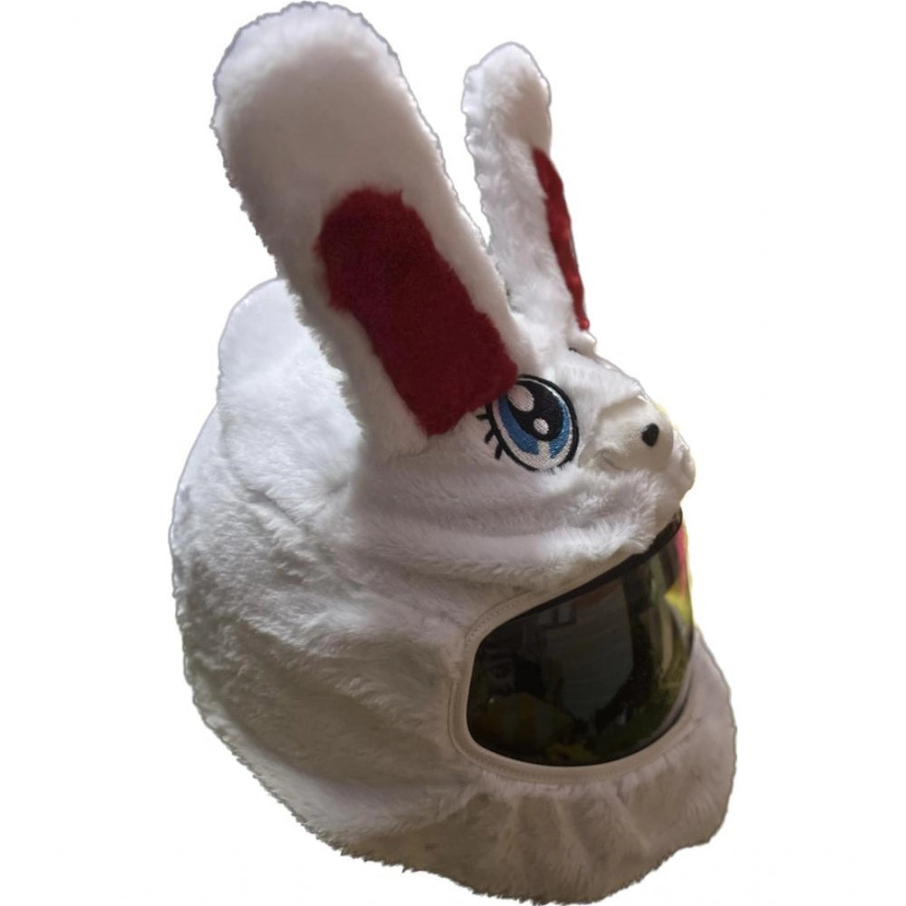White cotton fiber plush animal helmet cover for car dashboard, office, or home decor