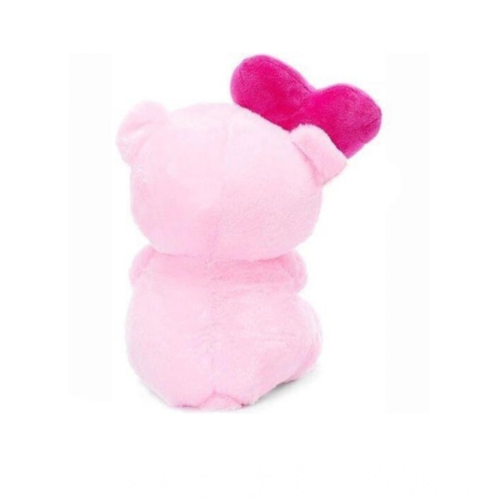 Pink cotton fiber teddy balloon with heart love message, ideal for gifting and decoration