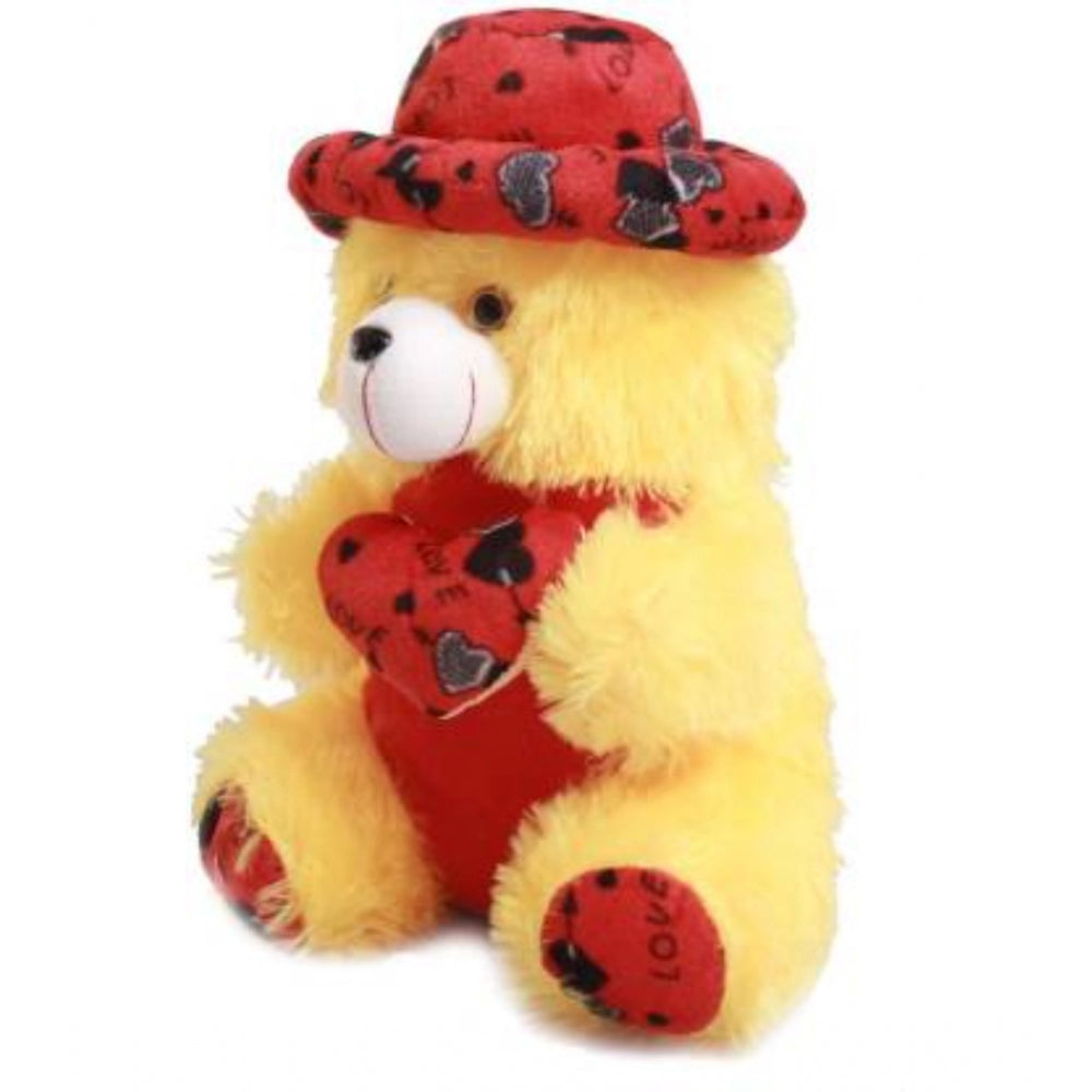 Yellow cotton fiber Heart Cap Teddy Bear, ideal for cars, offices, homes, or gifts. Variations in color possible due to lighting and screens
