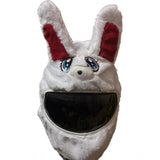 White cotton plush animal helmet cover, versatile decor accessory for car dashboard, office, or home