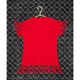 Red printed cotton girls' casual short sleeve t-shirt