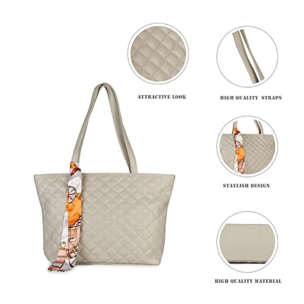 Grey polyurethane textured shoulder bag for women