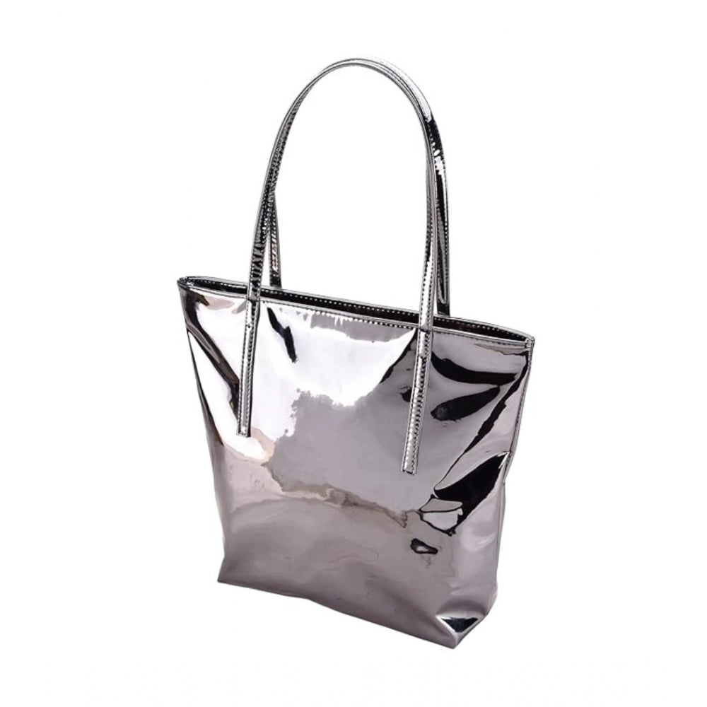 Grey synthetic shoulder bag for women