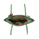Green textured croc polyurethane shoulder bag