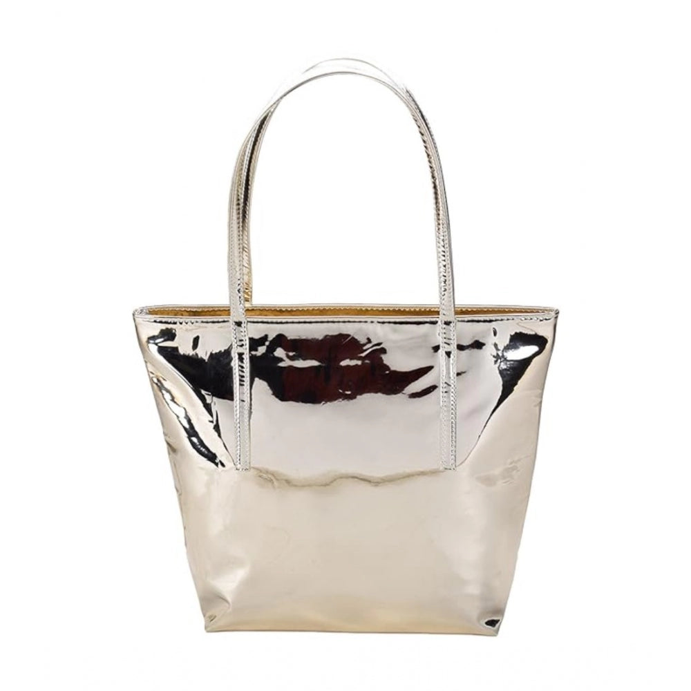 Silver metallic shoulder bag, gold