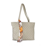 Grey polyurethane textured shoulder bag with quilting detail