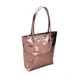 Copper synthetic solid shoulder bag, women's, black handles