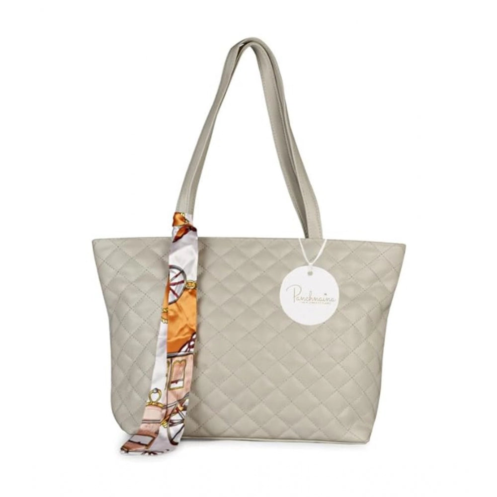 Grey polyurethane textured shoulder bag for women