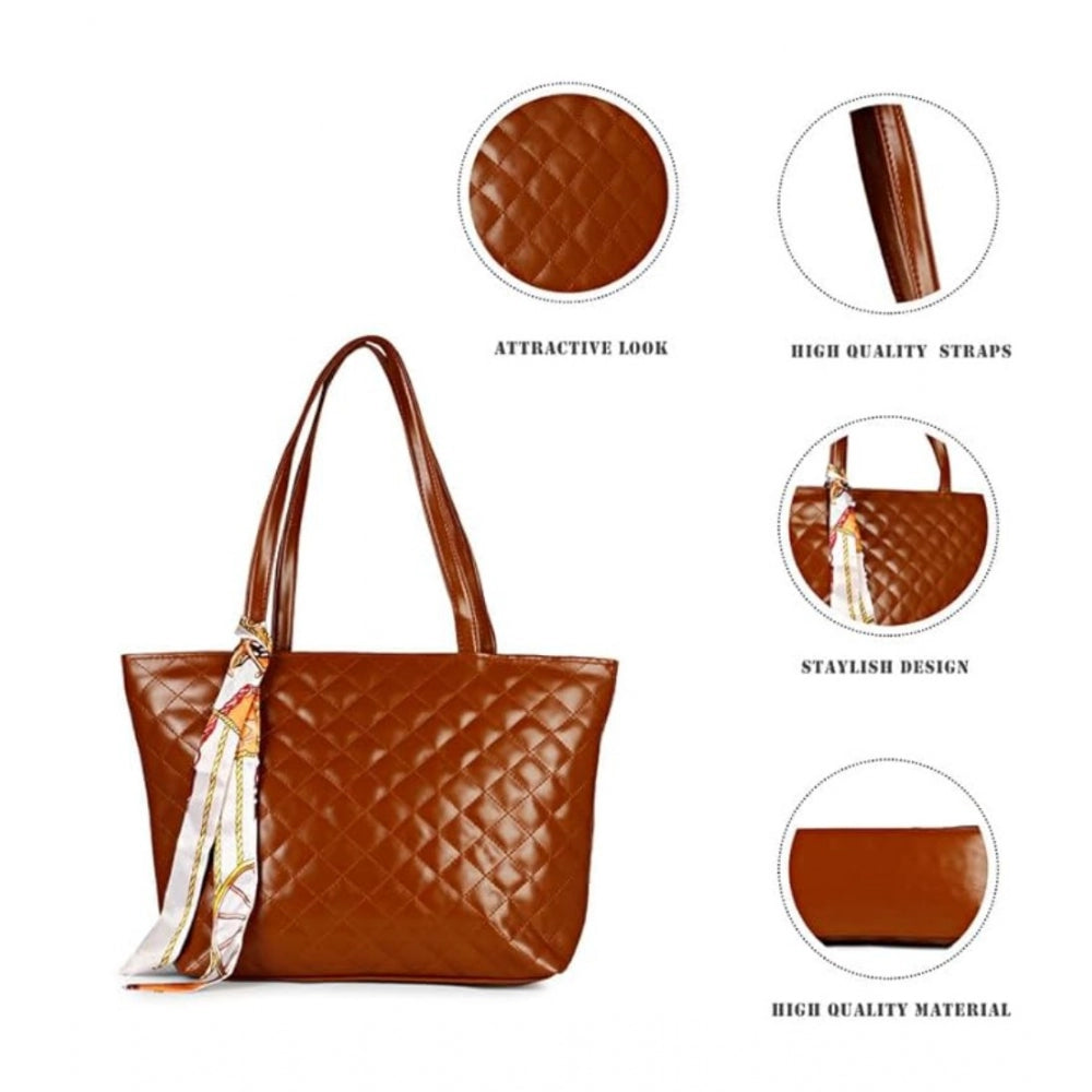 Dark brown polyurethane textured shoulder bag for women