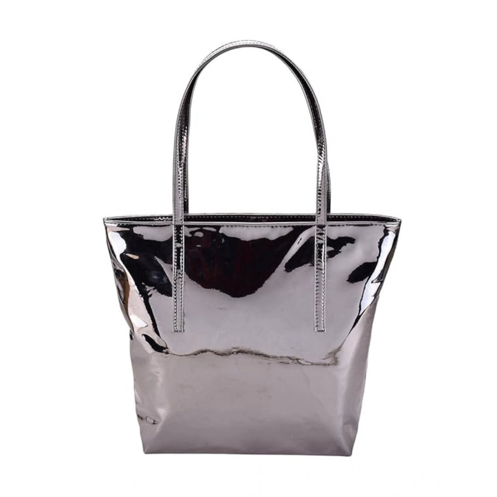 Grey synthetic women's shoulder bag