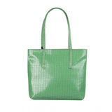 Green polyurethane textured croc shoulder bag for women