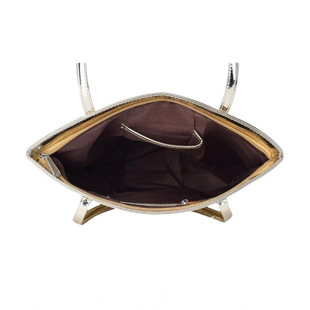 Gold synthetic women's shoulder bag with multiple card slots