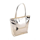 Silver metallic women's shoulder bag with solid lining