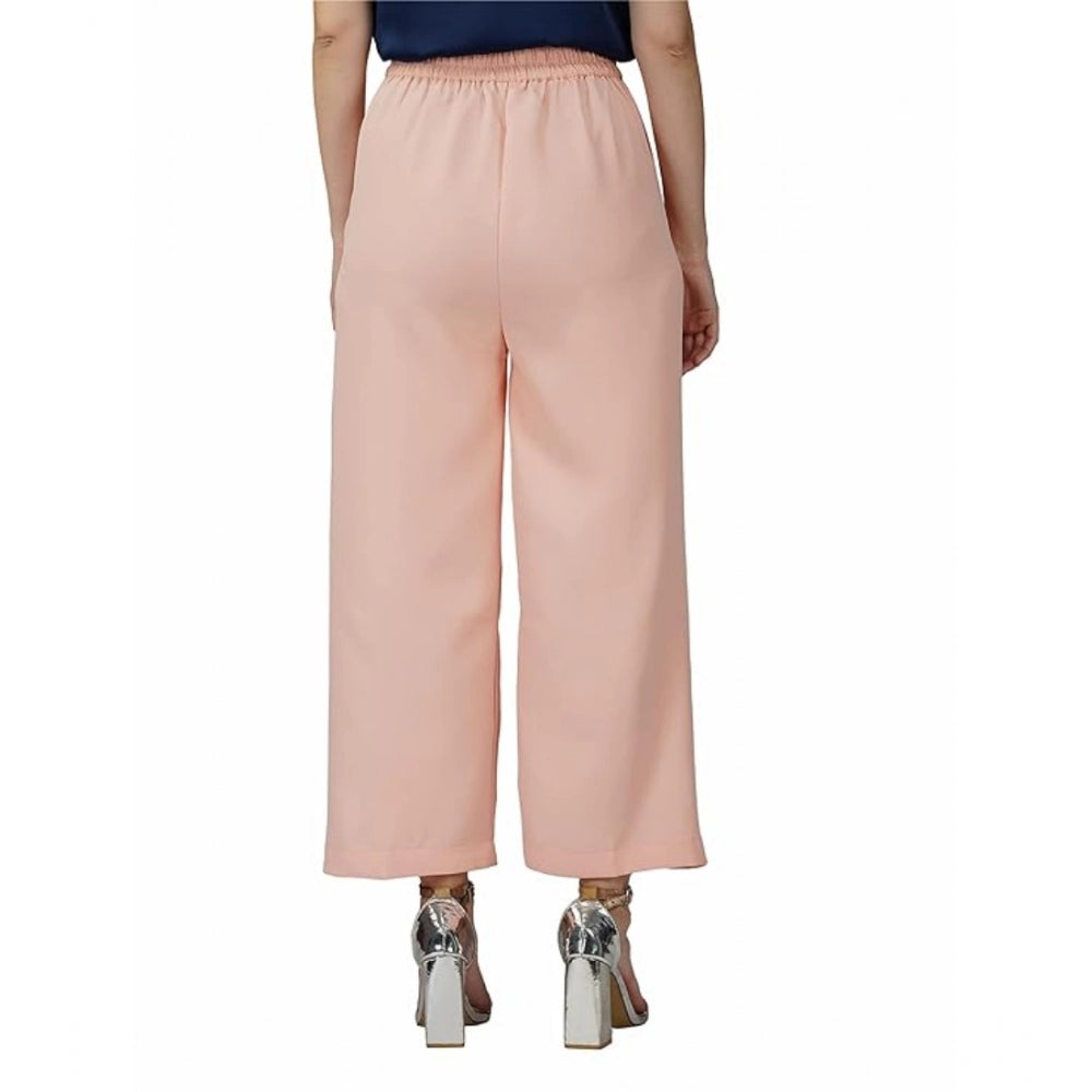 Women's Casual Cotton Solid Pants (Pink) - GillKart