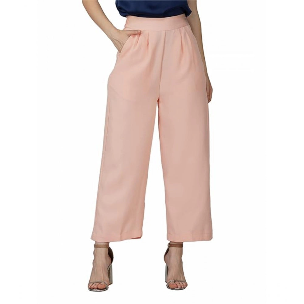 Women's Casual Cotton Solid Pants (Pink) - GillKart
