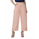 Women's Casual Cotton Solid Pants (Pink) - GillKart