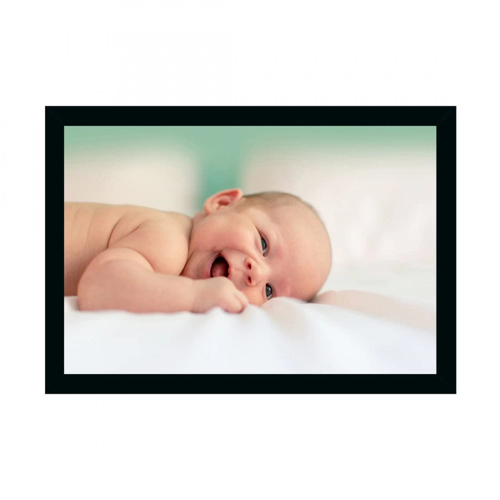 Baby Photo Painting with Synthetic Photo Frame (Multicolor)