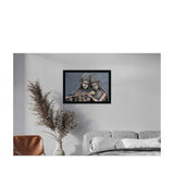 Multicolor Radha Krishna painting with synthetic photo frame