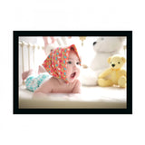 Hand painted photo of a baby with a multicolored frame