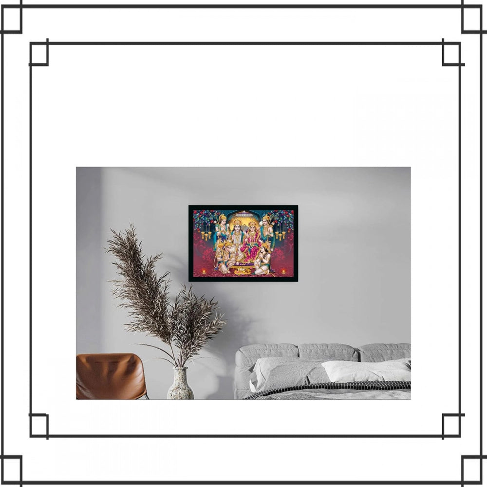 Ayodhya Ram Mandir Painting with Synthetic Photo Frame (Multicolor)