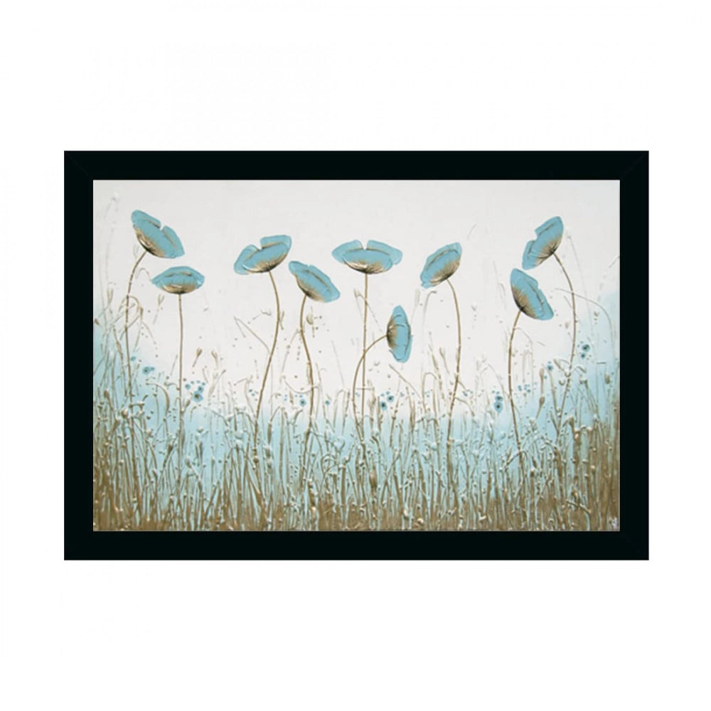 Flower Painting with Synthetic Photo Frame (Multicolor)