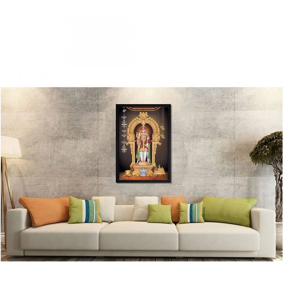 Murugan Painting with Synthetic Photo Frame (Multicolor)