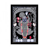 Colorful shrine painting with synthetic photo frame, intricate design, 12 inch x 18 inch size