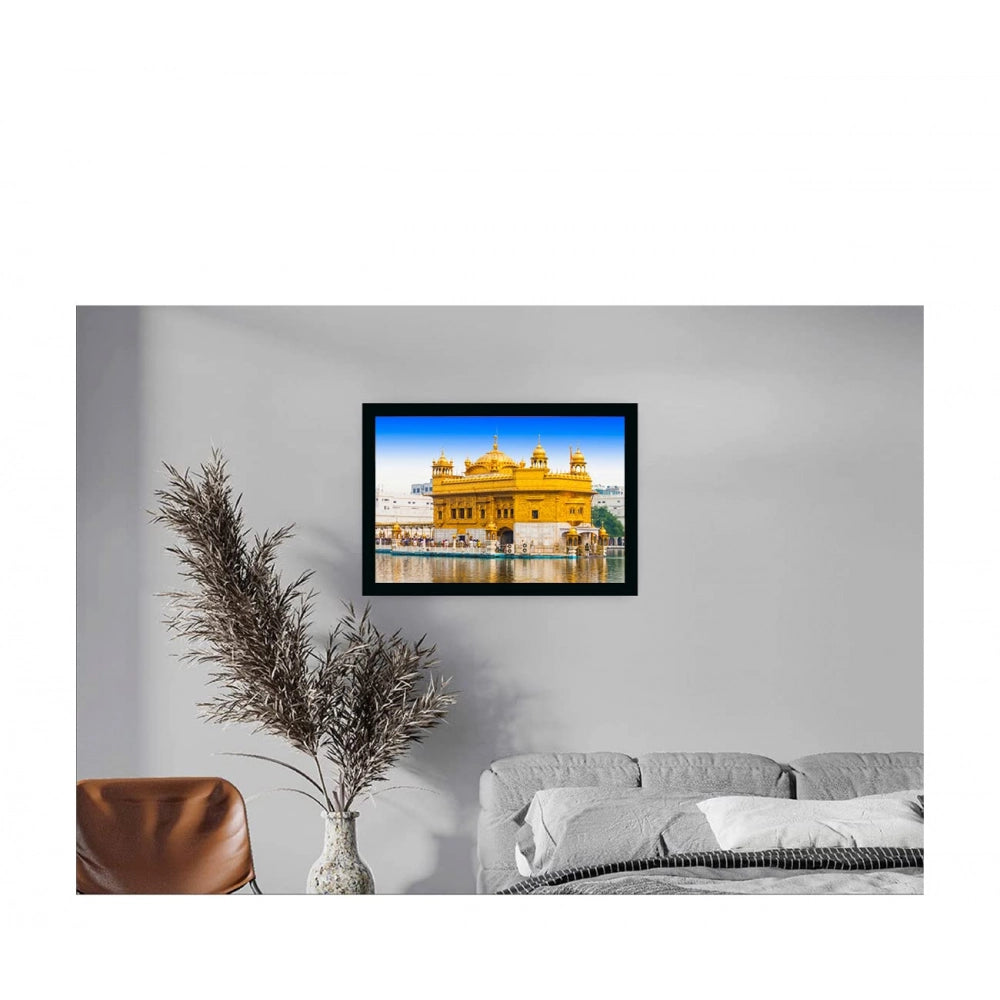 A multicolored photo frame showcasing a painting of the Golden Temple in Amritsar, India