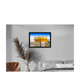 A multicolored photo frame showcasing a painting of the Golden Temple in Amritsar, India