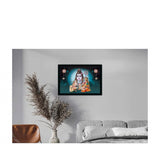 A vivid and colorful photo frame showcasing Lord Shiva painting