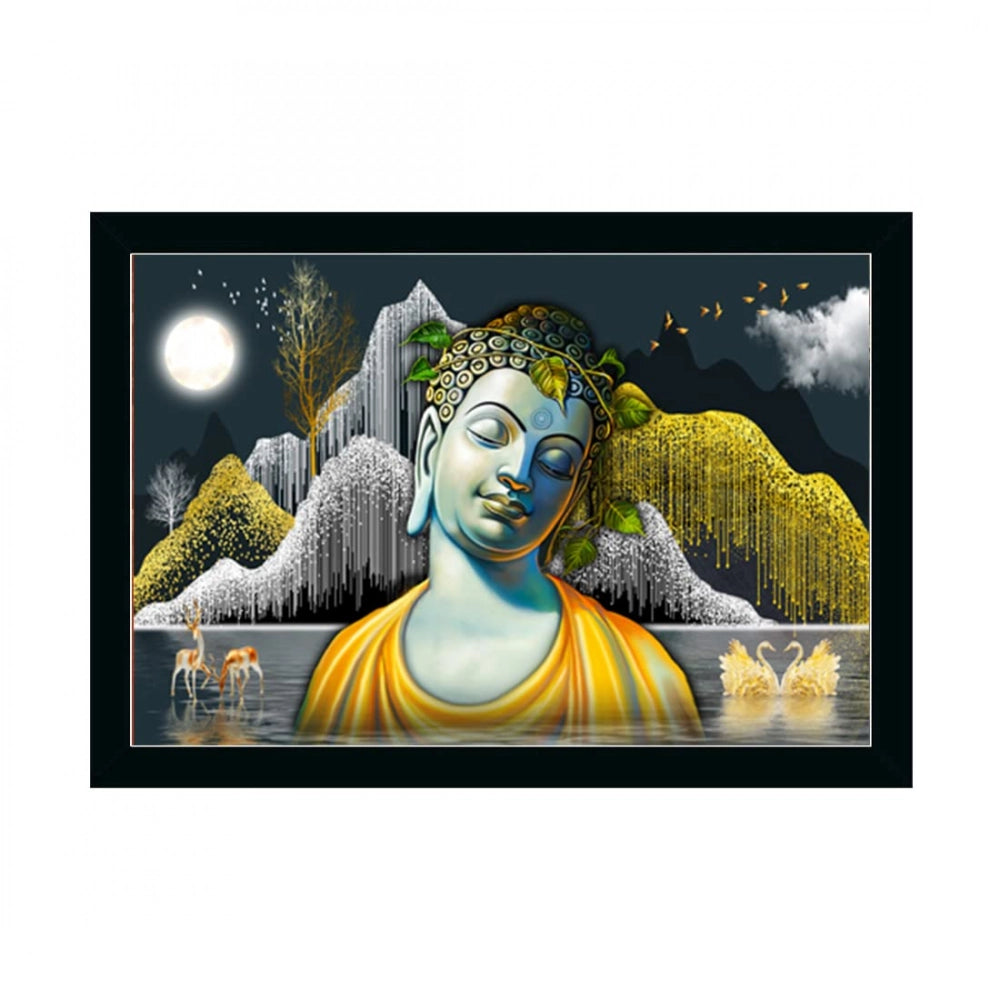 Multicolored photo frame featuring Buddha painting, synthetic material