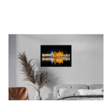 Golden Temple Painting with Synthetic Photo Frame (Multicolor)