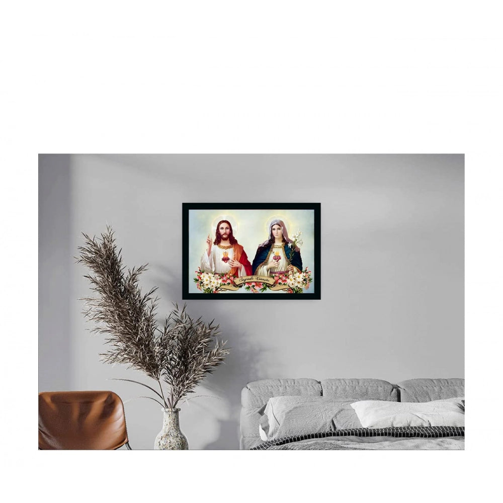 Lord Jesus Christ Painting with Synthetic Photo Frame (Multicolor)
