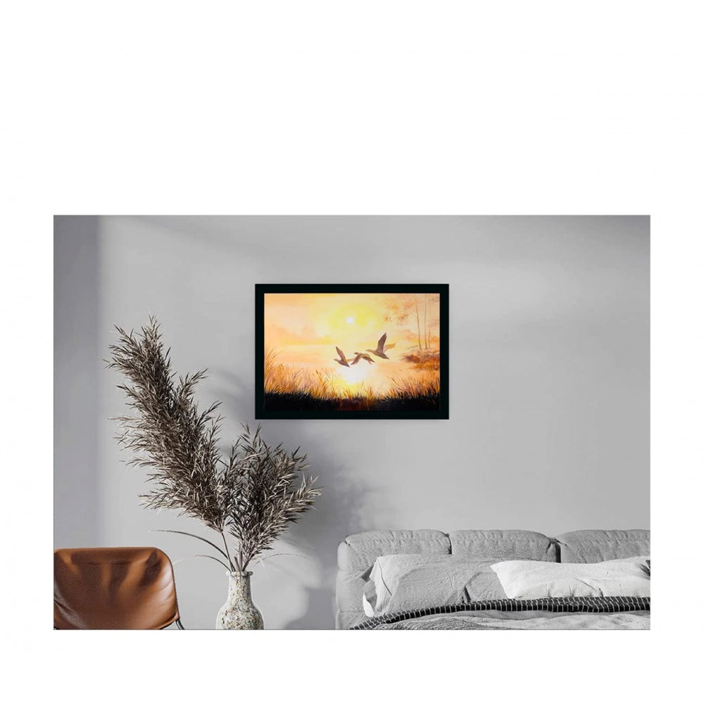 Multicolored synthetic photo frame displaying a painting of natural scenery