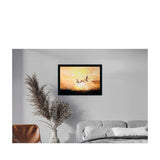 Multicolored synthetic photo frame displaying a painting of natural scenery