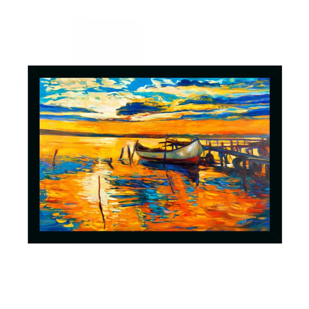 Multicolored boat painting in a photo frame