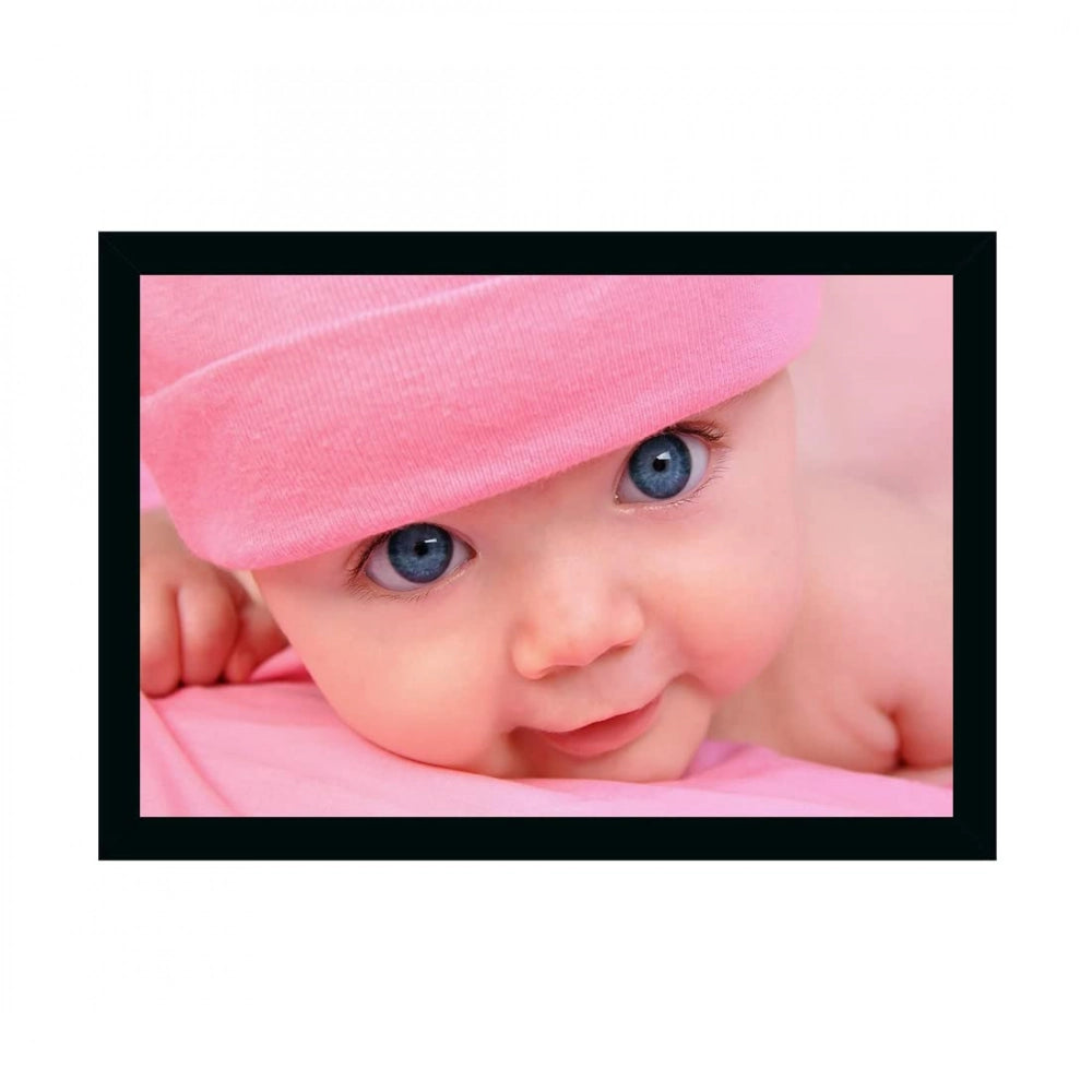 Multicolor photo painting of a baby with a soft, warm pink background