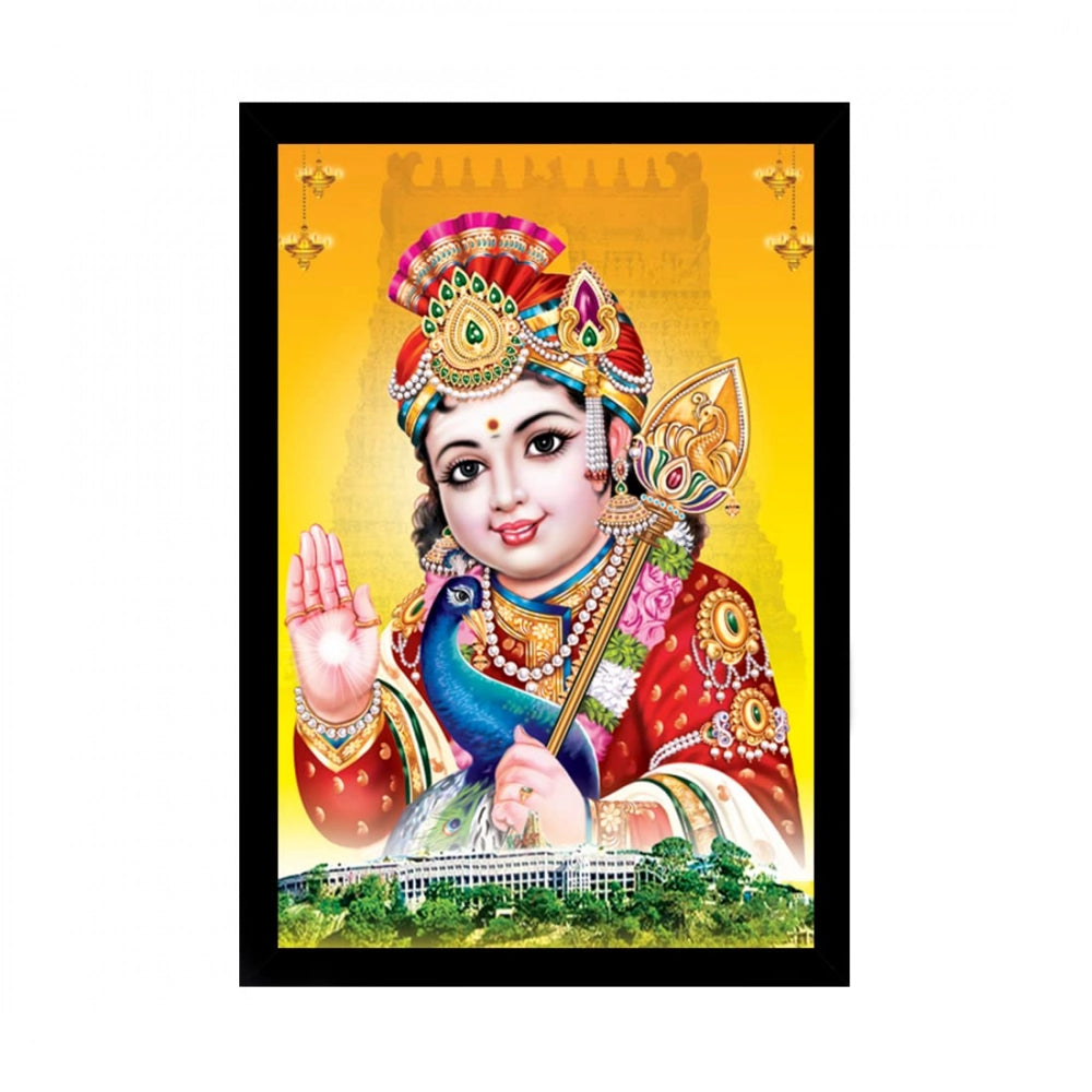 Murugan Painting with Synthetic Photo Frame (Multicolor)