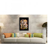 Multicolor Lord Shiva painting in synthetic frame hanging on wall