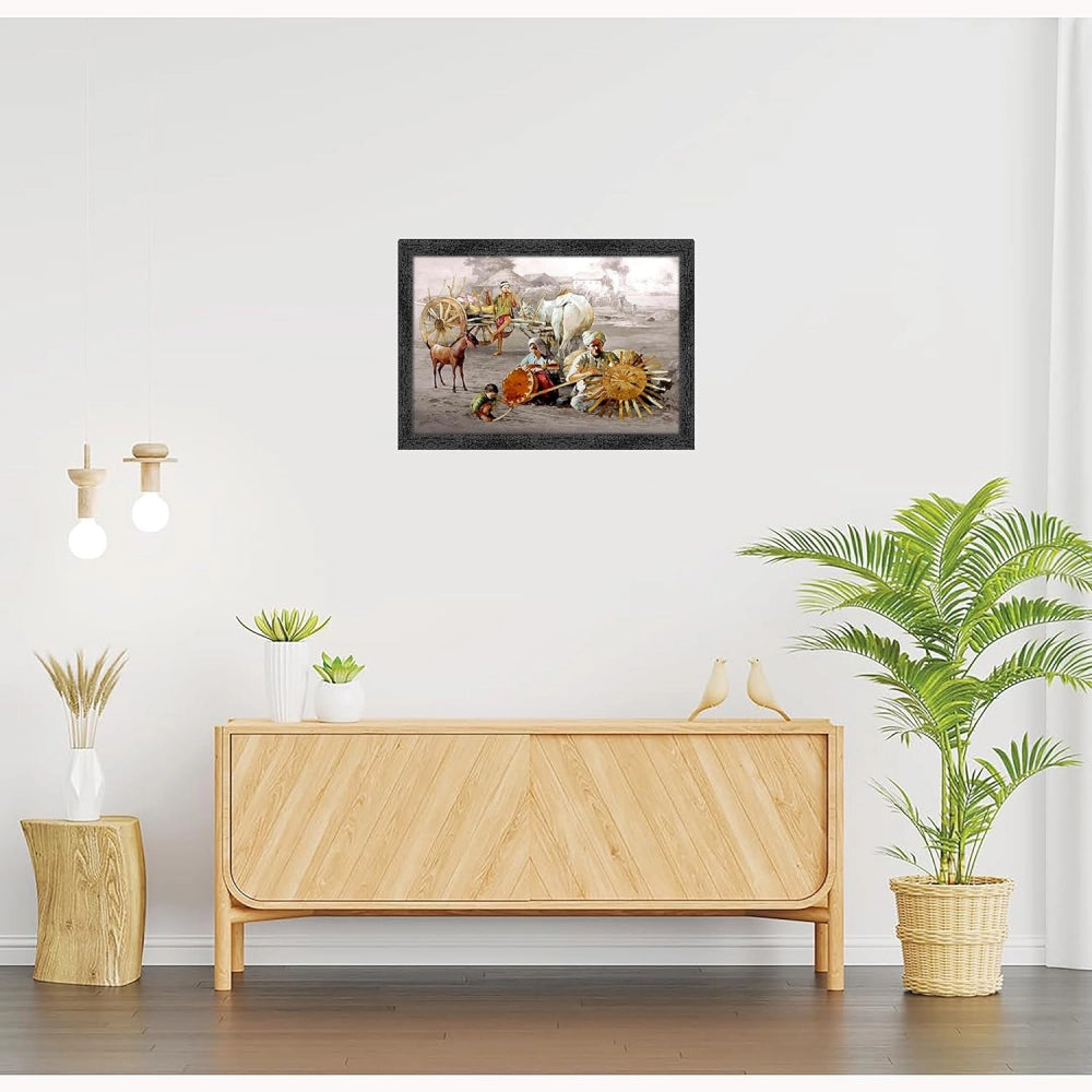 Rajasthani Paintings Painting with Synthetic Photo Frame (Multicolor)