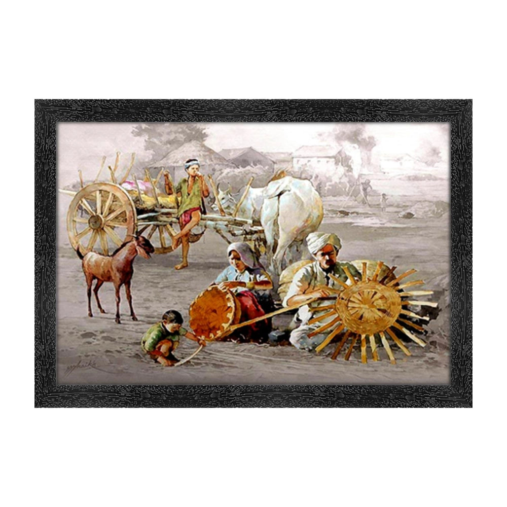 Rajasthani Paintings Painting with Synthetic Photo Frame (Multicolor)